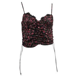 For Love and Lemons Floral Melrose Bustier in Black Polyester